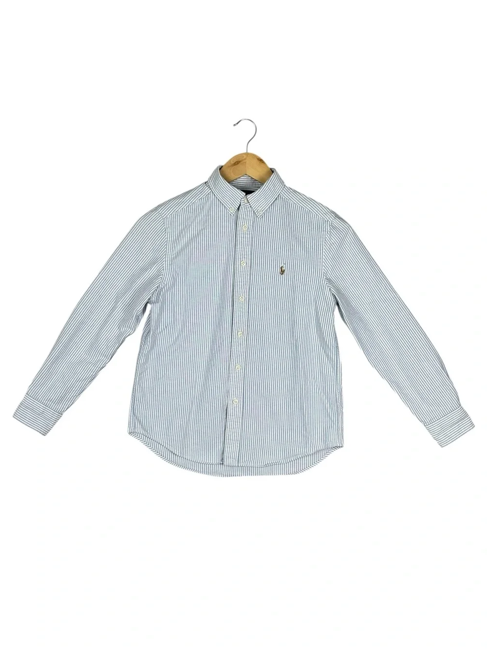 Polo Ralph Lauren Boy’s Medium 10-12 Blue White Striped Oxford Button Down